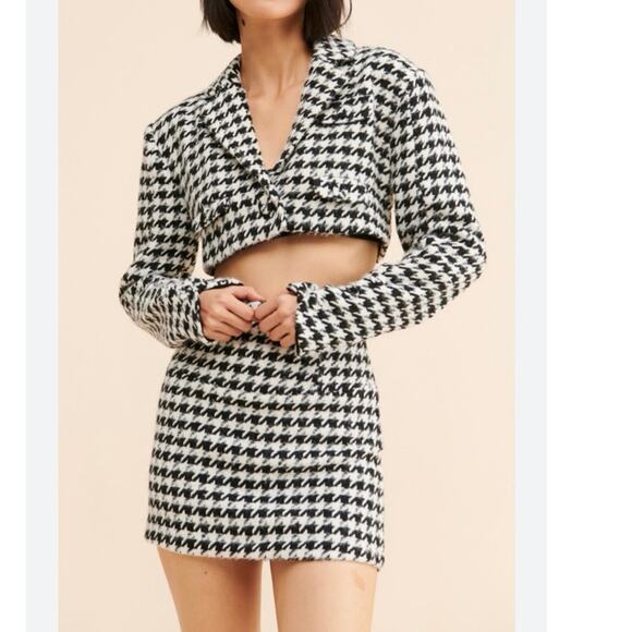 NWT - For Love & Lemons Bonnie Houndstooth Skirt-Jacket Set - Picture 7 of 8